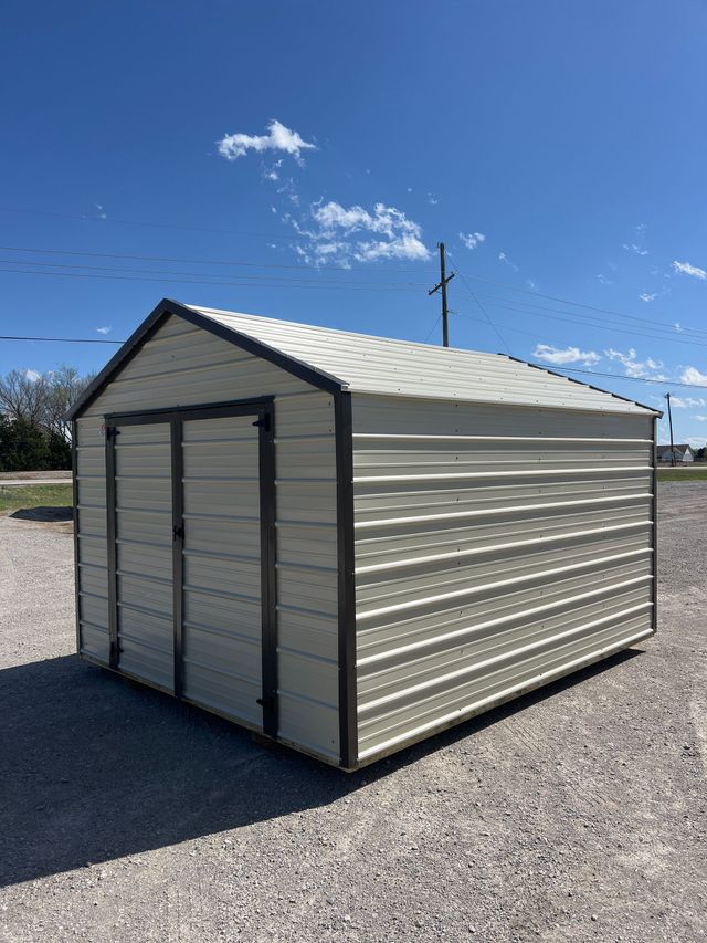 Explore our 10x16 Utility Shed with Alamo White and Ash Gray Metal